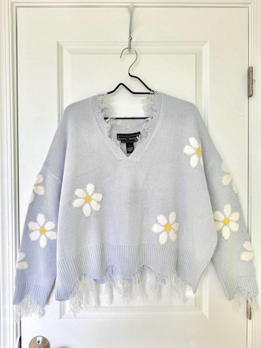Polly & Esther Blue Daisy Oversized Sweater (in size L)